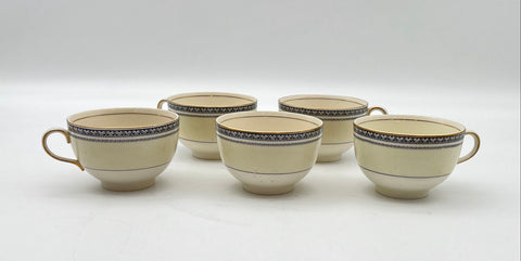Johnson Brothers England Ceramic Tea Cup Lot 5 Pieces Geometric Gold Trim