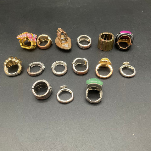 Fashion Statement Rings Jewelry Lot of 14 Stretch Style Rhinestone Pave Bands