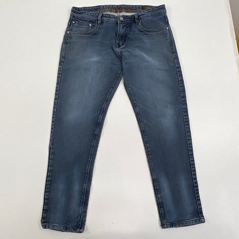 Unbranded Men's Blue Wash Faded Denim Jeans Straight Leg Embroidered Sz 40