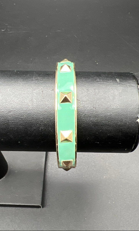 Lot of 6 Hinged Enamel Bangle Bracelets Stacking Modern Boho Rhinestone Studded