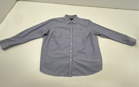 Lauren Ralph Lauren Women's Blue White Pinstripe Non-Iron Cotton Shirt Sz 2X
