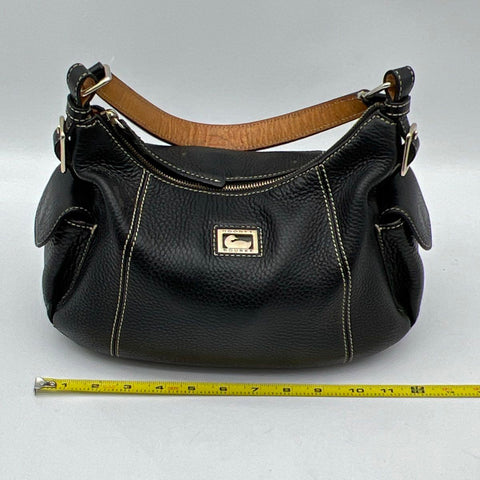 Dooney & Bourke Black Pebble Grain Leather Hobo Shoulder Bag Gold Hardware