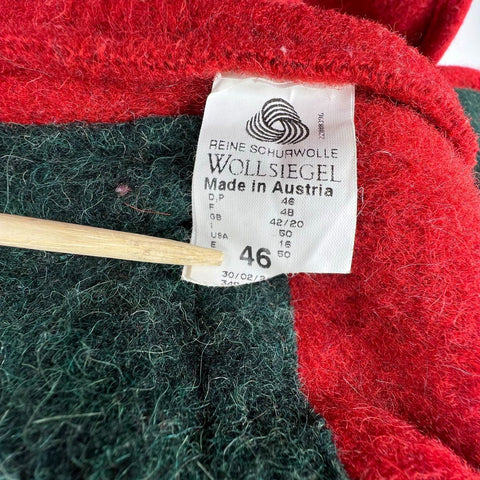 Vintage Giesswein Red Boiled Wool Austrian Trachten Jacket Cardigan Women's 16