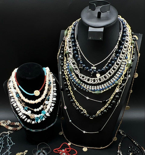 3lb Costume Jewelry Necklace Lot Statement Beaded Boho Animal Motif Wearable