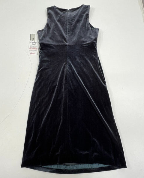 NWT Eliza J Gray Velvet Embellished Ruched Sheath Dress Women's Size 4
