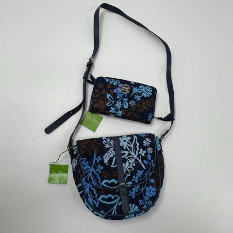 NWT Vera Bradley Java Floral Slim Saddle Bag Crossbody & Turnlock Wallet Set