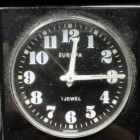 Vintage Europa Travel Alarm Clock Working Ticking