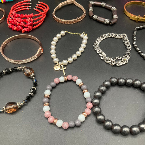 Eclectic Fashion Jewelry Bracelet Lot of 22 Beaded Bangles Cuff Boho Statement