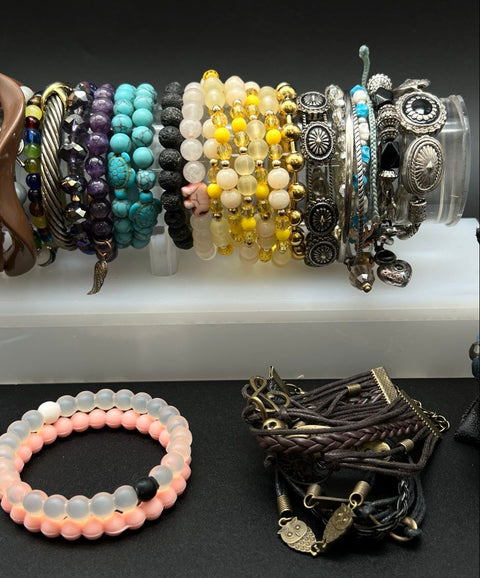 Bohemian Southwestern Beaded & Souvenir Jewelry Lot of 25 Bracelets Cuffs