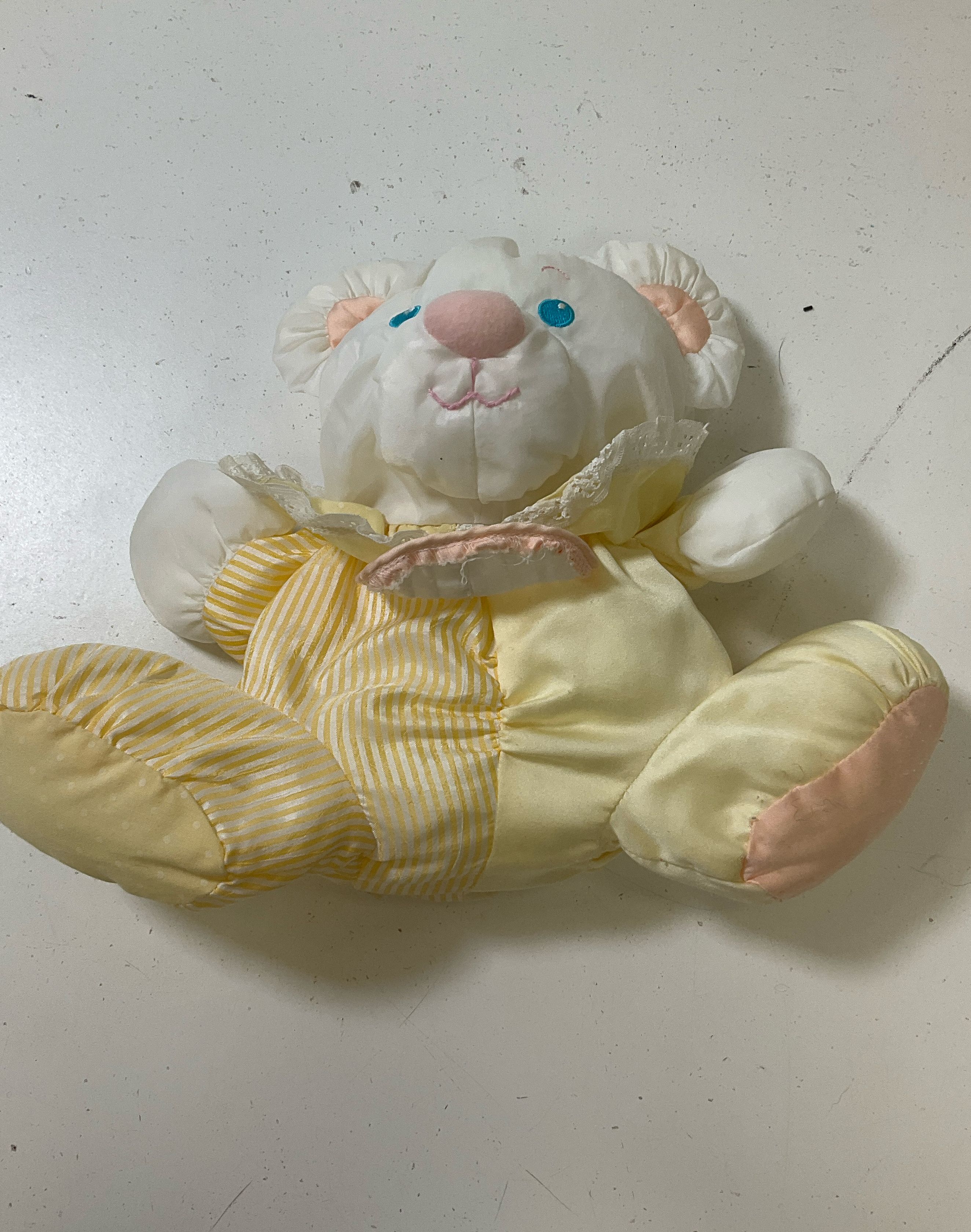 2 Vintage Fisher Price Puffalump Mouse Baby Rattle Stuffed Animals Yellow Blue