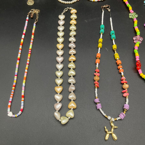 Kidcore Aesthetic Jewelry Lot of 11 Necklaces Pencil Balloon Dog Hearts