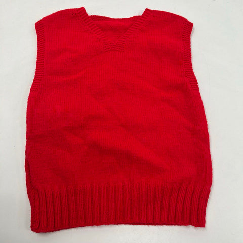 Vintage American Red Cross Men's Red Knit Sweater Vest V-Neck Sz S