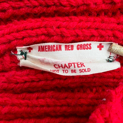 Vintage American Red Cross Men's Red Knit Sweater Vest V-Neck Sz S