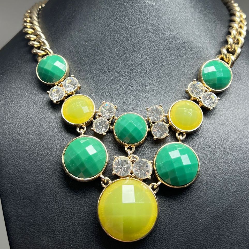 Anne Klein Green & Clear Rhinestone Statement Necklace