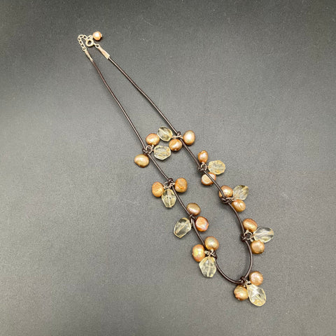 Mixed Pearl and Gemstone Style Necklace Lot of 6 Coral Jadeite Shell