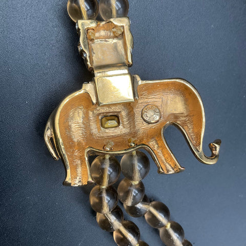 J. Crew Double Strand Glass Bead Necklace Gold Tone Elephant Clasp 33"