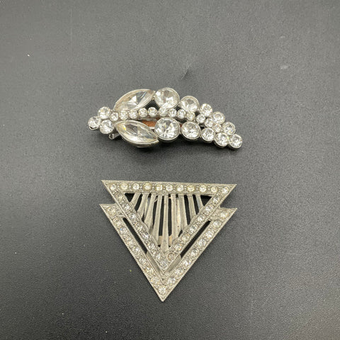 Vintage Mid-Century Rhinestone Costume Jewelry Lot 9pc Necklaces Bracelet Clips