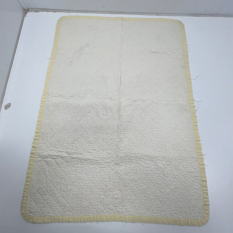 Vintage Handmade Applique Teddy Bear Floral Baby Crib Quilt Blanket 46" x 33"
