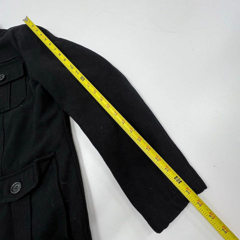 Guess Men's Black Military Field Jacket Wool Blend Coat Quilted Lining Size L