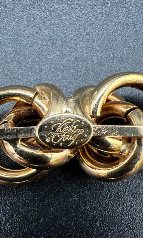 Kirks Folly Gold Plated Interlocking Twist Knot Bar Pin Brooch Vintage