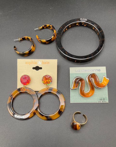 J Crew Chicos Liz Claiborne Faux Tortoiseshell Tigereye Jewelry Lot of 12