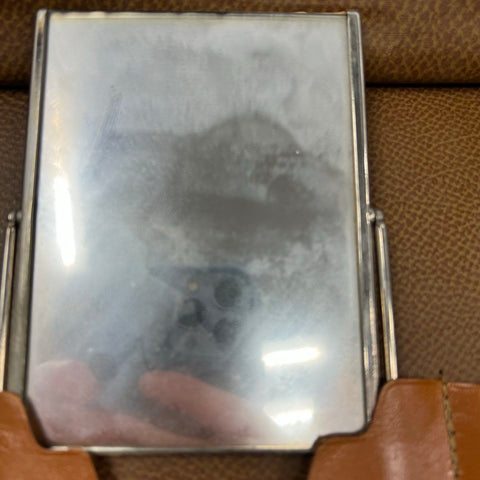 Vintage 1960s Mens Brown Leather Dopp Kit Travel Toiletry Grooming Set Case