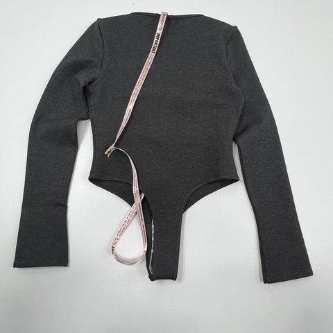 House of CB Marianna Charcoal Scoop Neck Bell Sleeve Bodysuit Women's M NWT