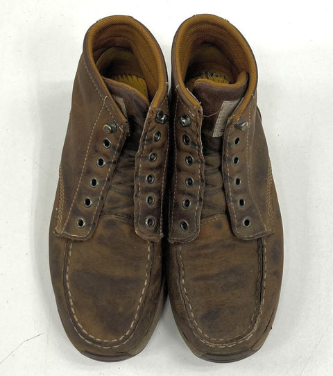 Carhartt CMX4023 Moc Toe Wedge Brown Leather Work Boots Men's Size 10