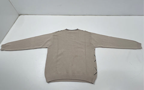 Vintage 90s Pendleton Men's Beige Cotton Diamond Grid Argyle Sweater Sz L