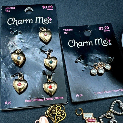 Jewelry Making Lot Enamel & Metal Charms Spool Gold Tone Chain Charm Me