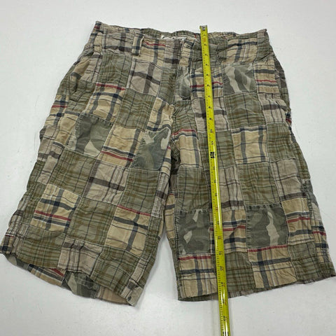 Vintage Y2K Urban Pipeline Men's Patchwork Plaid Camo Shorts Sz 30