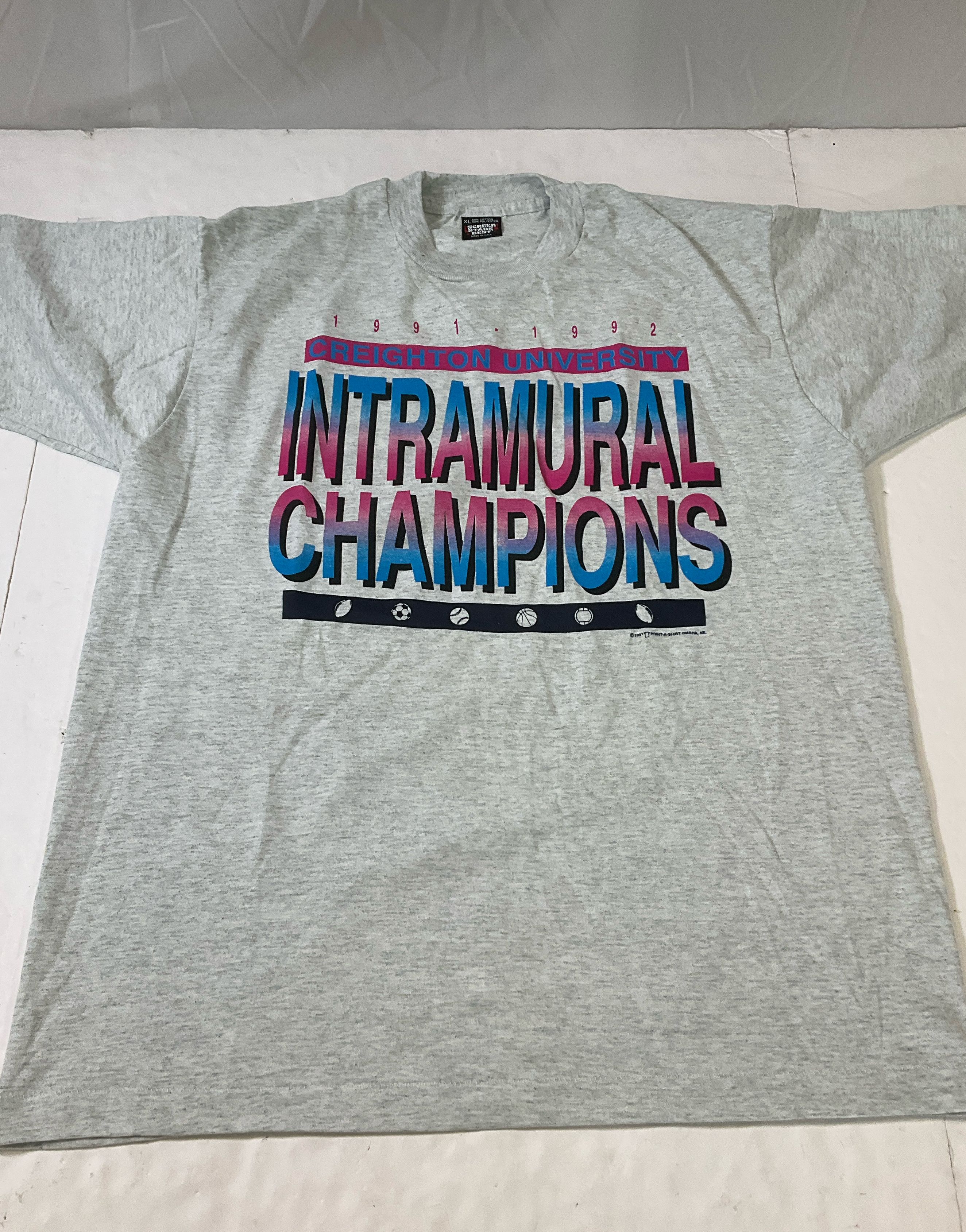 Vintage 90s Creighton University Intramural Sports Single Stitch T-Shirt Lot XL