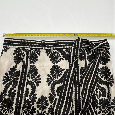 Antonio Melani Women's Black White Graphic Ornate Floral Wrap Skirt NWT Sz 14
