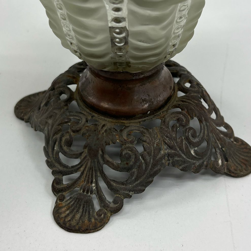 Antique Eagle Metal Base & Glass Kerosene Oil Lamp No Cover or Wick