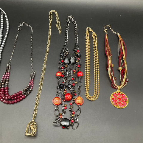 Costume Jewelry Lot of 7 Statement Necklaces Beaded Multi Strand Pendants