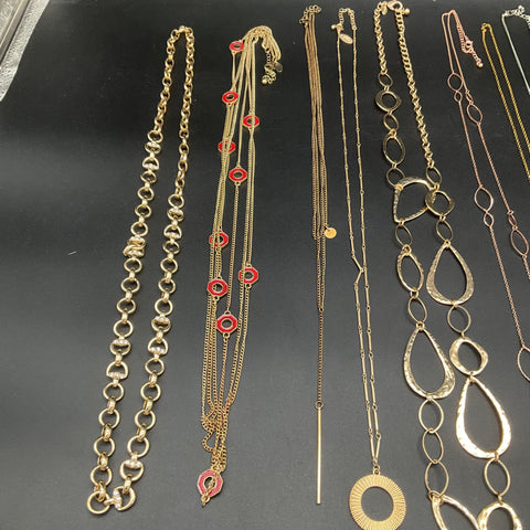 Fashion Jewelry Lot of 12 Necklaces Tassel Pendant Statement Gold Silver Tone
