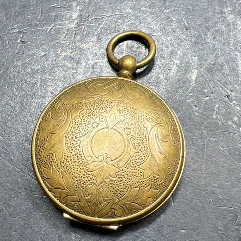 Antique Victorian Brass Pocket Watch Style Locket Dented