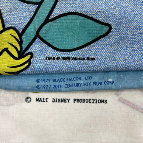 Vintage Character Pillowcase Lot Star Wars Disney Tweety Bird 3 Pieces 1970s-90s