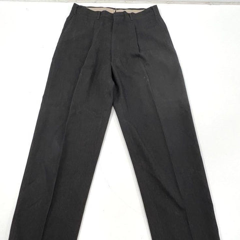 Vintage 60s Penney's Gentry Men's Charcoal Pleated Cuffed Trousers Sz 34x30