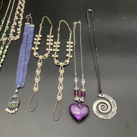 Mixed Fashion Jewelry Lot of 11 Necklaces Doctor Who KC Royals Beaded Ribbon