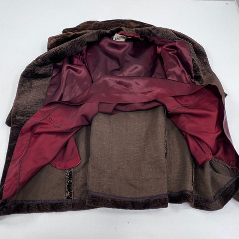 Vintage 70s Davis of Boston Women's Brown Faux Fur Double Breasted Jacket Sz 10