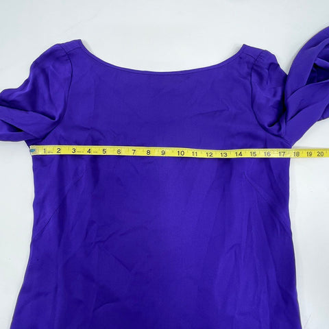 Milly Women's Royal Purple Flared Bell Sleeve Shift Mini Dress Made in USA Sz 4