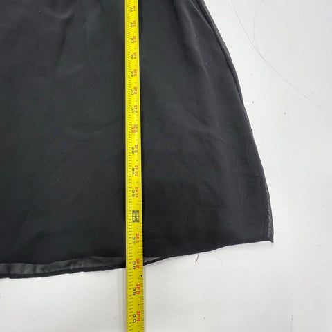 White House Black Market Halter Neck Faux Leather Trim Chiffon Dress NWT Sz 4