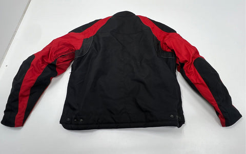 Castle Streetwear Men's Black Red Motorcycle Jacket Quilted Lining Padded Sz XL