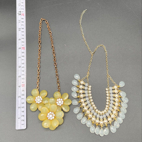 Vintage Costume Jewelry Lot of 10 Necklaces Brooches Rings Caroline Art Nouveau