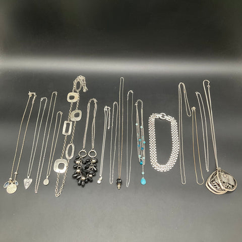 Vintage to Modern Mixed Costume Jewelry Lot 17 Necklaces Statement Pendants