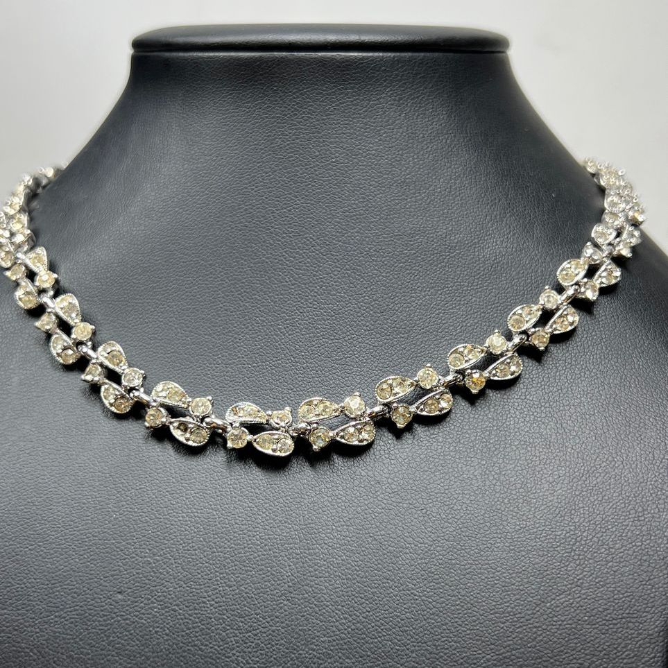 Bogoff Rhinestone Silver Tone Necklace