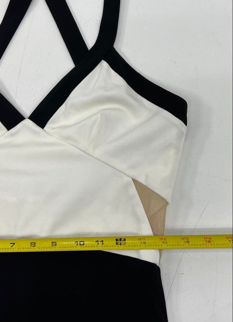 ABS by Allen Schwartz Colorblock Cutout Maxi Gown Evening Dress Sz L