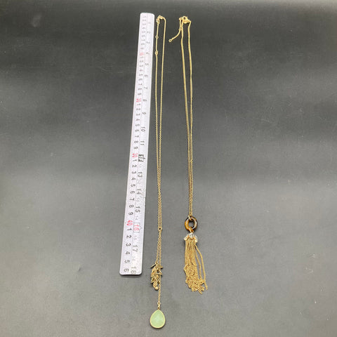 J. Crew Costume Jewelry Lot 6pc Gold Tone Necklaces Orange Enamel Bangle
