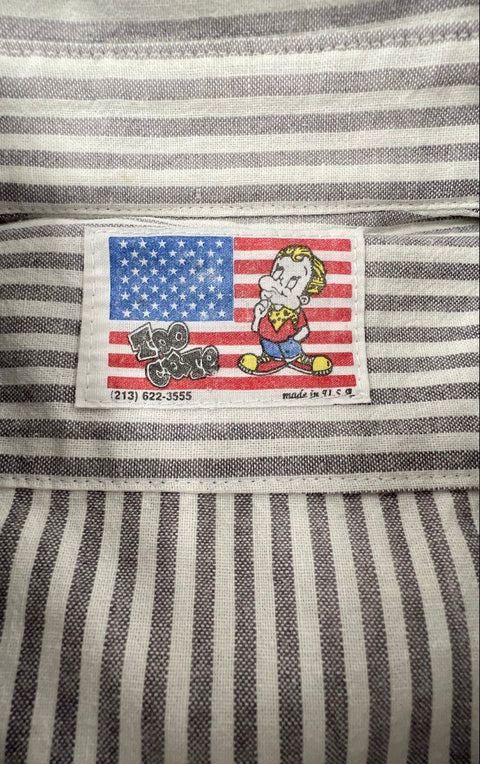 Vintage 90s Too Cute Disney Mickey Minnie Striped Button Down Shirt USA Sz XL